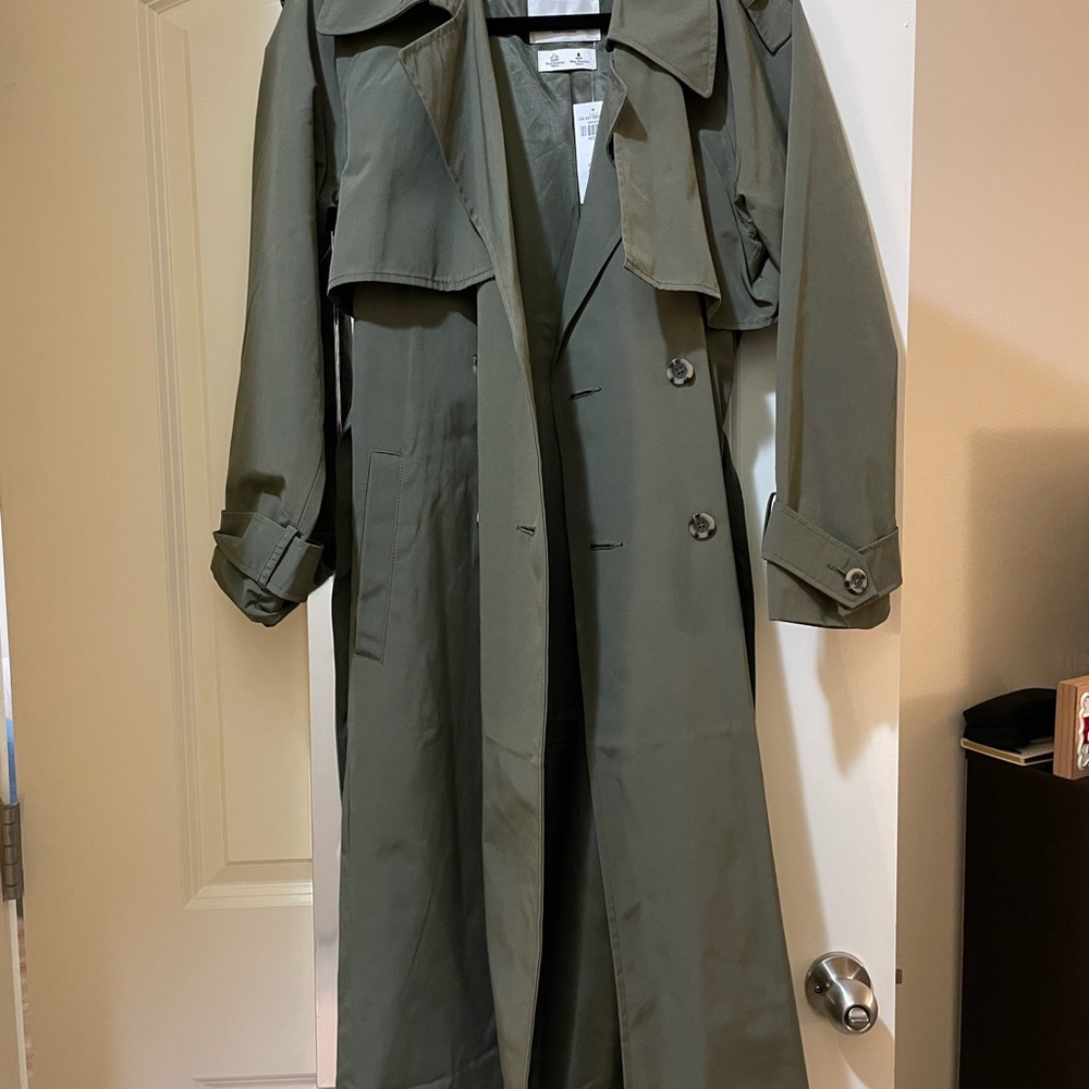 Abercrombie & Fitch Sage Green Trench-coat; New with tags!